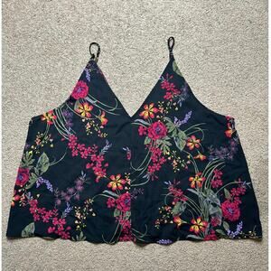 Women’s size 3X BP. Black floral v-neck tank top dressy blouse multicolor